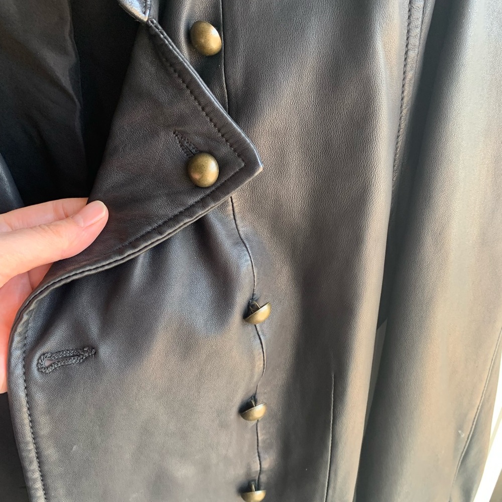 Joie Black Leather and Silk Jacket - Picture 9 of 13
